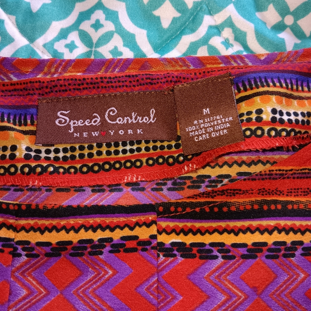 Speed Control ~ Boho Aztec Print Sleeveless Mini Dress M - Picture 7 of 11